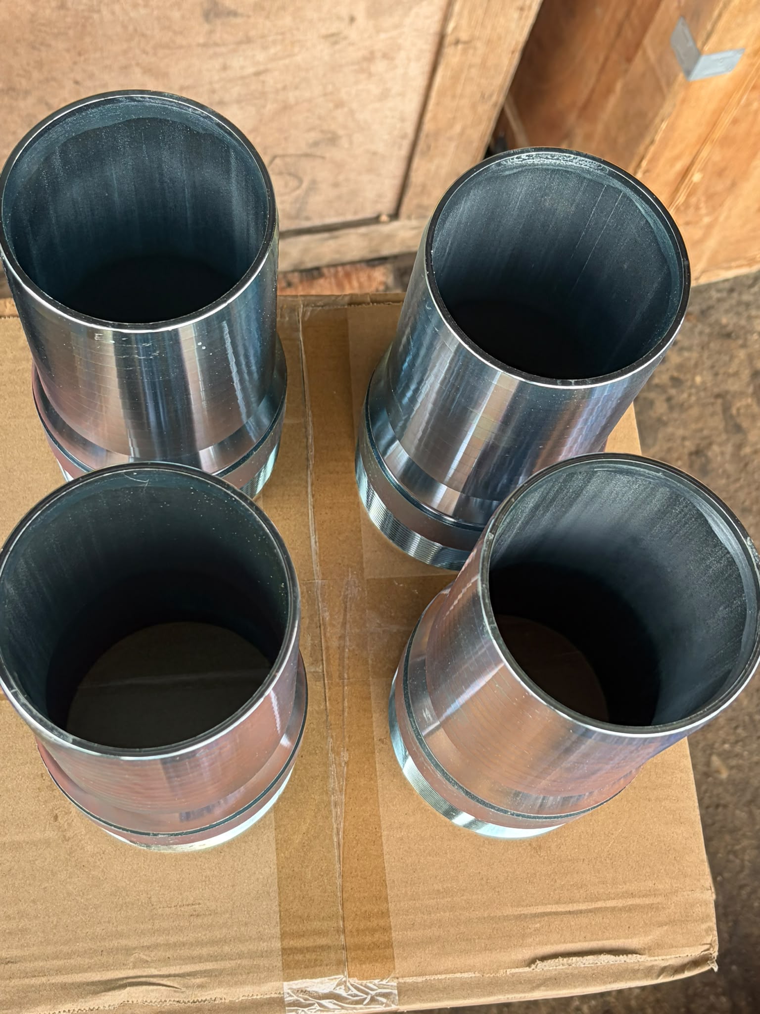 A crate of fittings prepared for supply