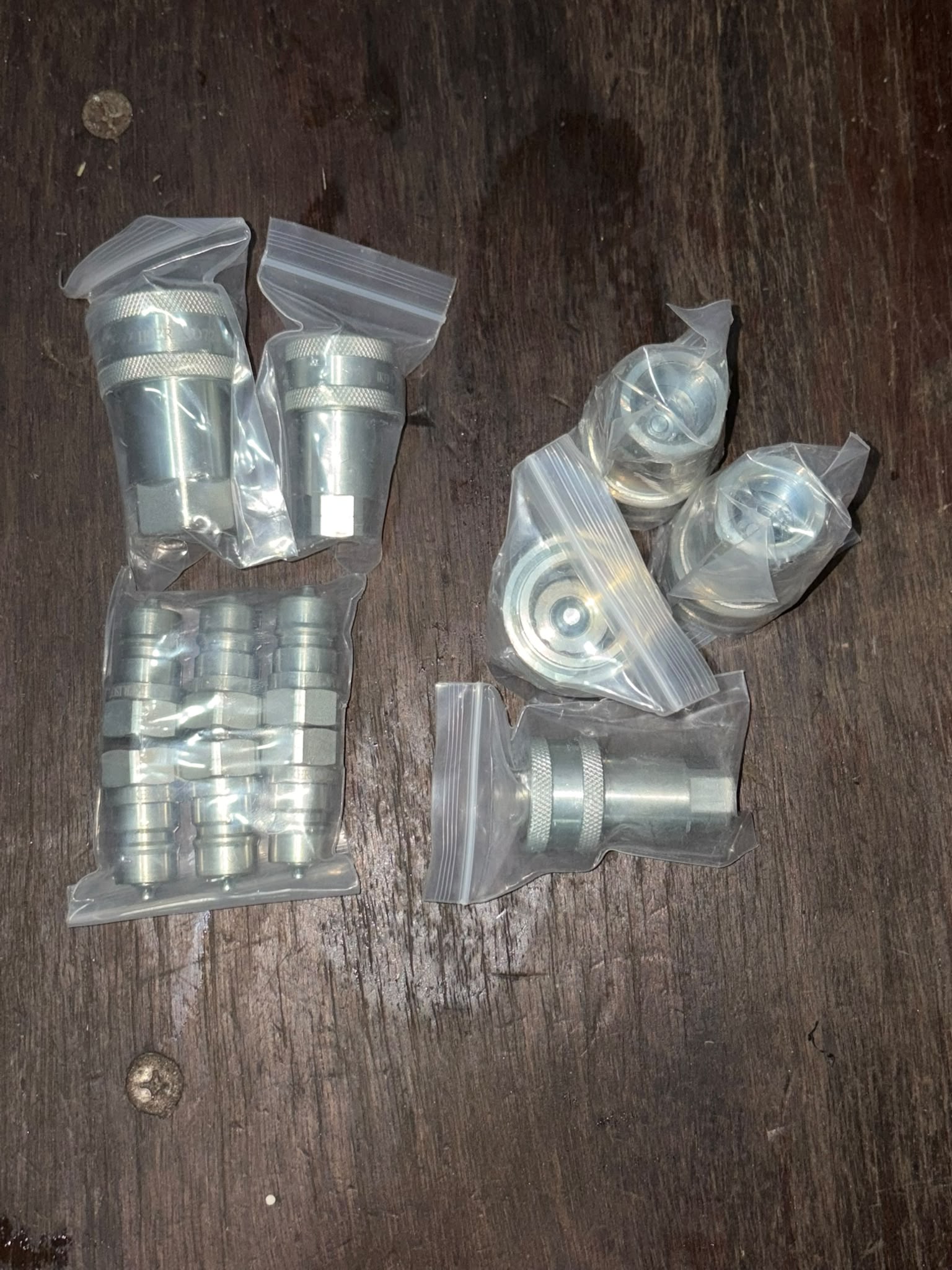A crate of hose ferrules ready for assembly