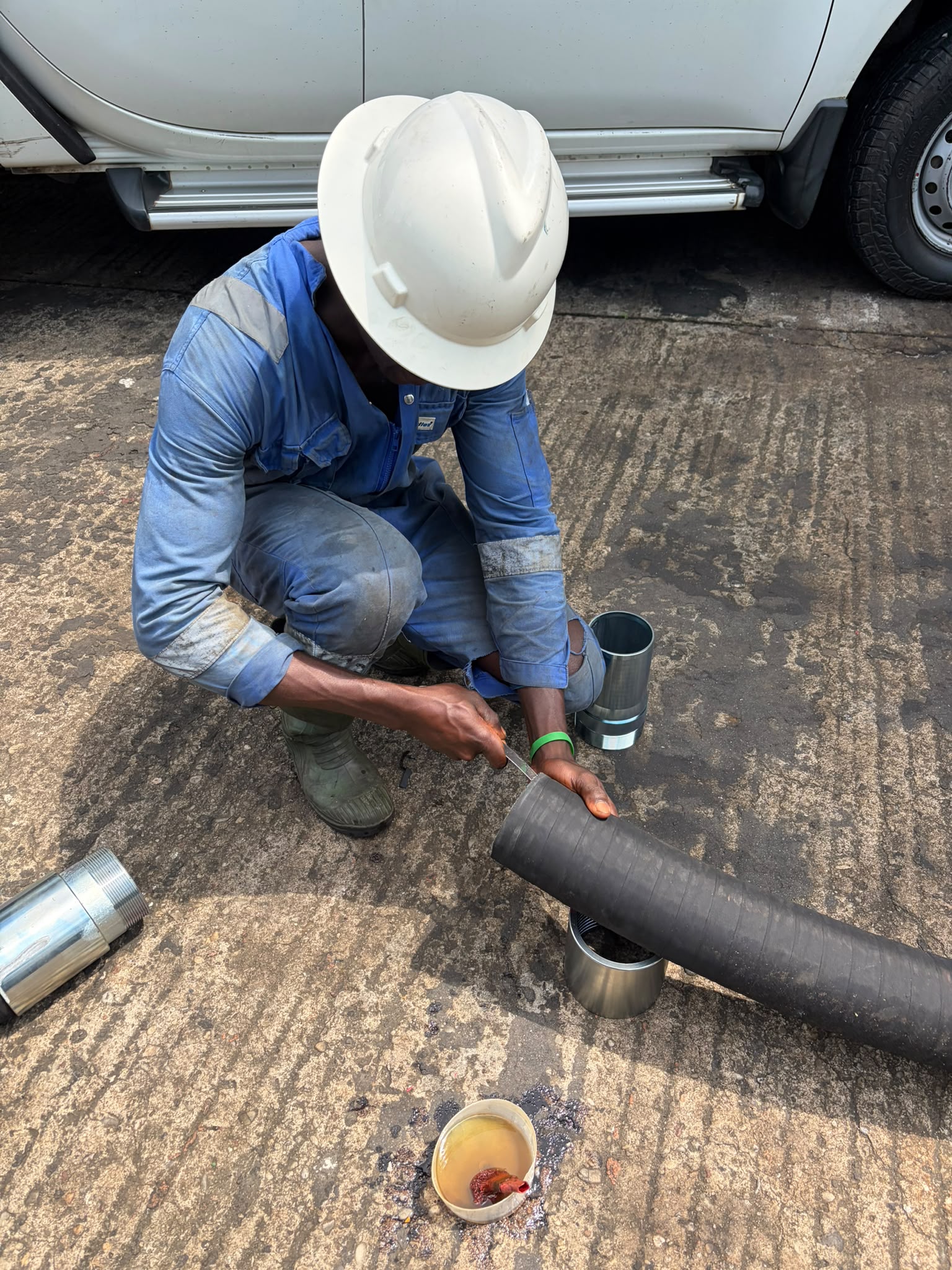Fabec technicians at work in the yard skiving